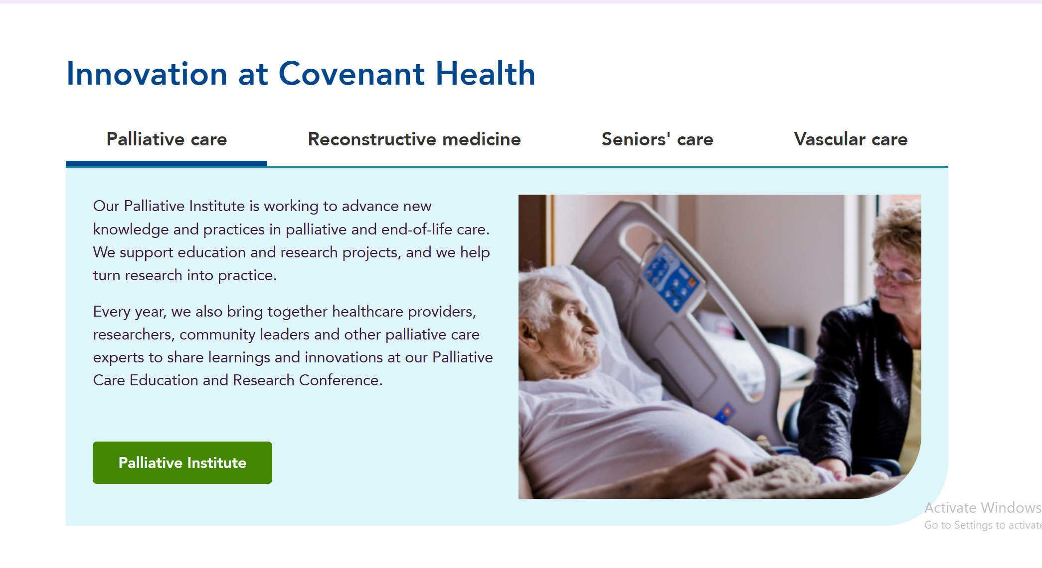 Healthcare organization website